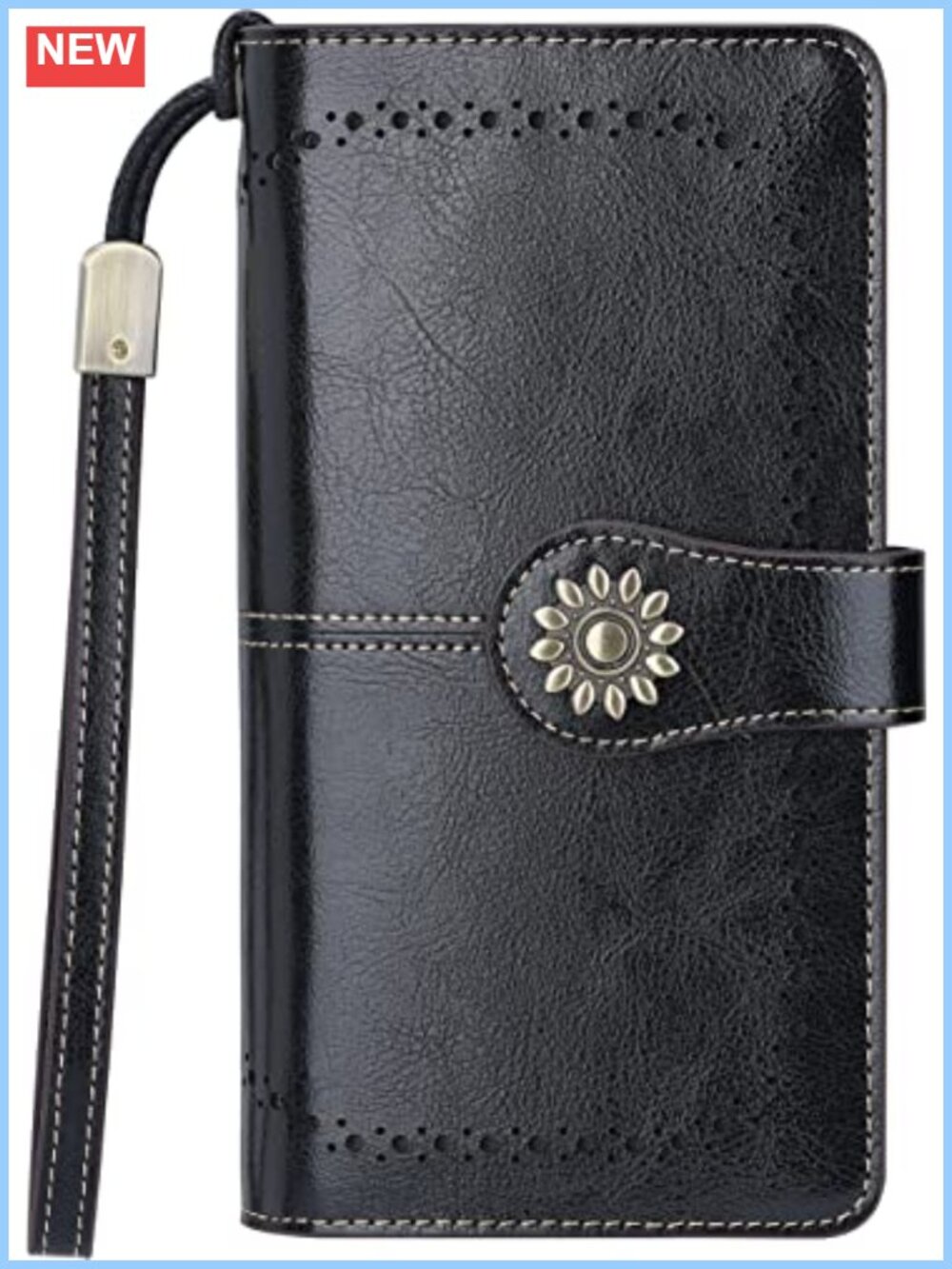 Genuine Leather RFID Blocking Wallet Wristlet Clutch Card Holder